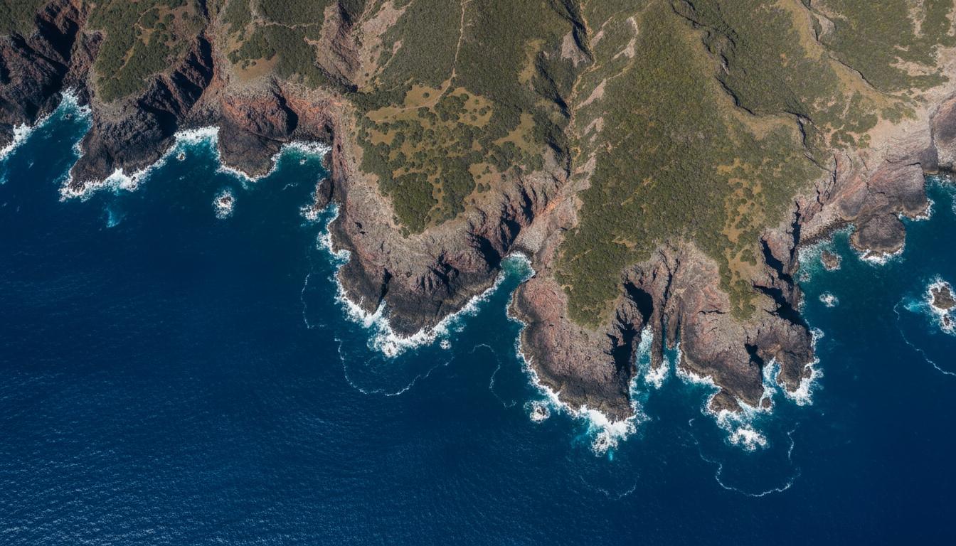 Rocky coastline from the air