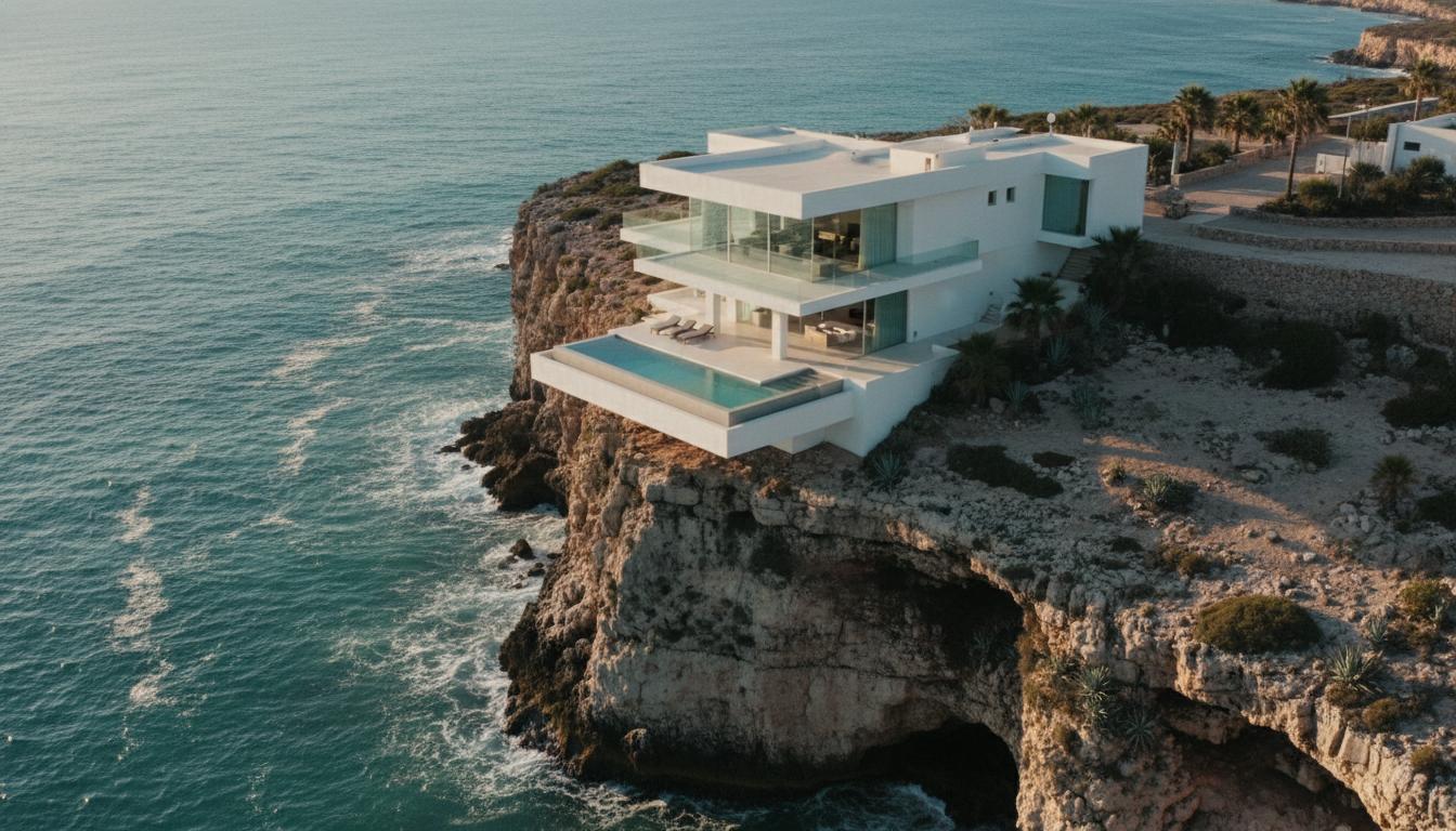 Aerial coastal landscape